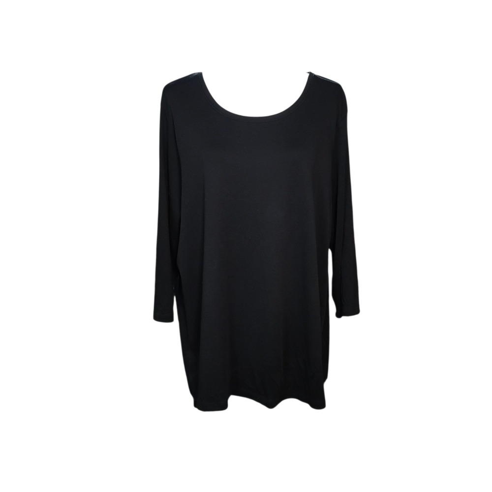 L.L. Bean Black Supima Cotton Scoop Neck Long Sleeve T Shirt Preppy Plus Size 2X